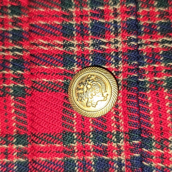 Pendleton 80's Red 100% Wool Tartan Suit Blazer & Pleated Skirt Womens Size 10P - Picture 15 of 15
